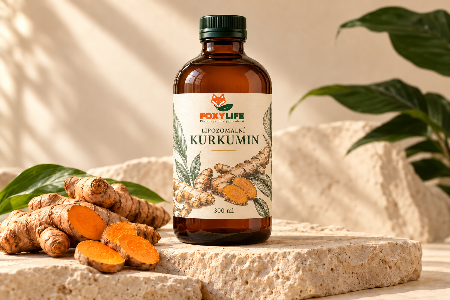 Foxylife lipozomální kurkumin v 300ml jantarové lahvičce